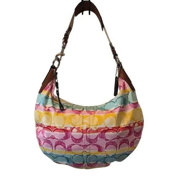 Coach Hamptons Watercolor Scribble Hobo Bag C0985-11754 EUC Purse Y2K 2009 - Picture 2 of 16